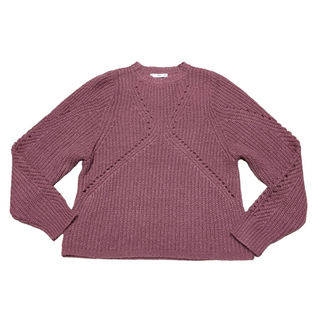 MNG Crewneck Sweater Women’s S Purple Oversized Pullover Long Sleeve Top Mango